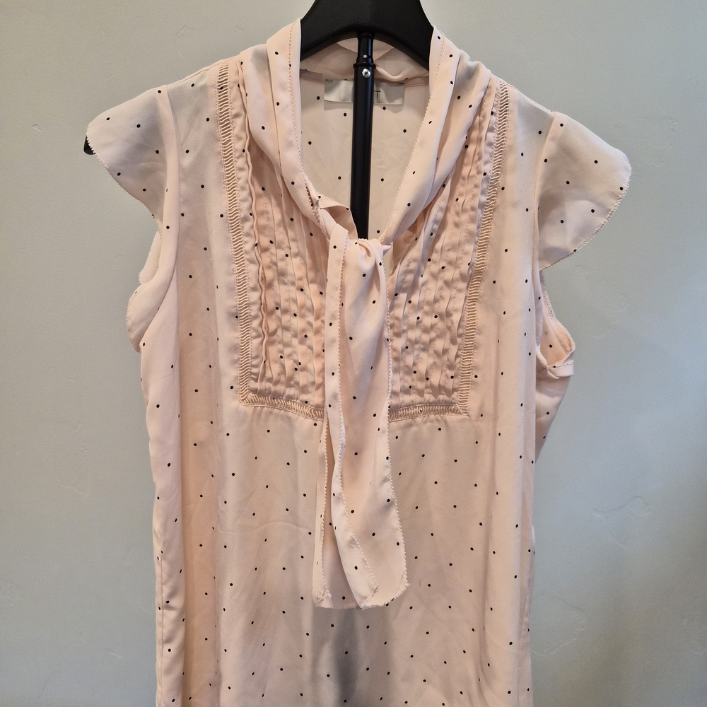 LOFT Light Pink Polka Dot Blouse